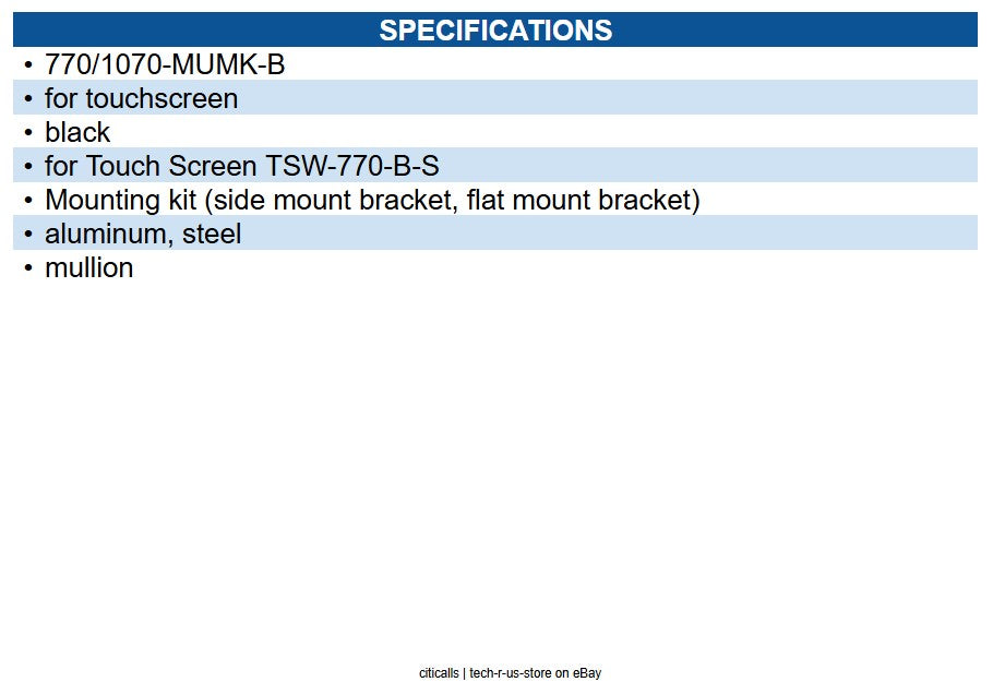 Crestron TSW-770/1070-MUMK-B Mullion Mount Kit 770/1070 Series Black