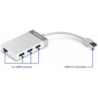 TRENDnet TU3-H4E 4-Port USB 3.0 Compact Mini Hub with Built in USB 3.0 Cable