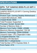 ASUS TUF GAMING B550-PLUS WIFI II Gaming Desktop Motherboard - Socket AM4 - ATX