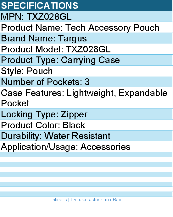 Targus TXZ028GL Carrying Case (Pouch) Accessories - Black