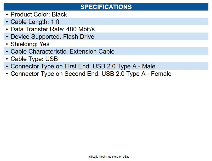 Eaton U024-001-KPA-BK USB 2.0 All-in-One Keystone/Panel Mount Extension Cable