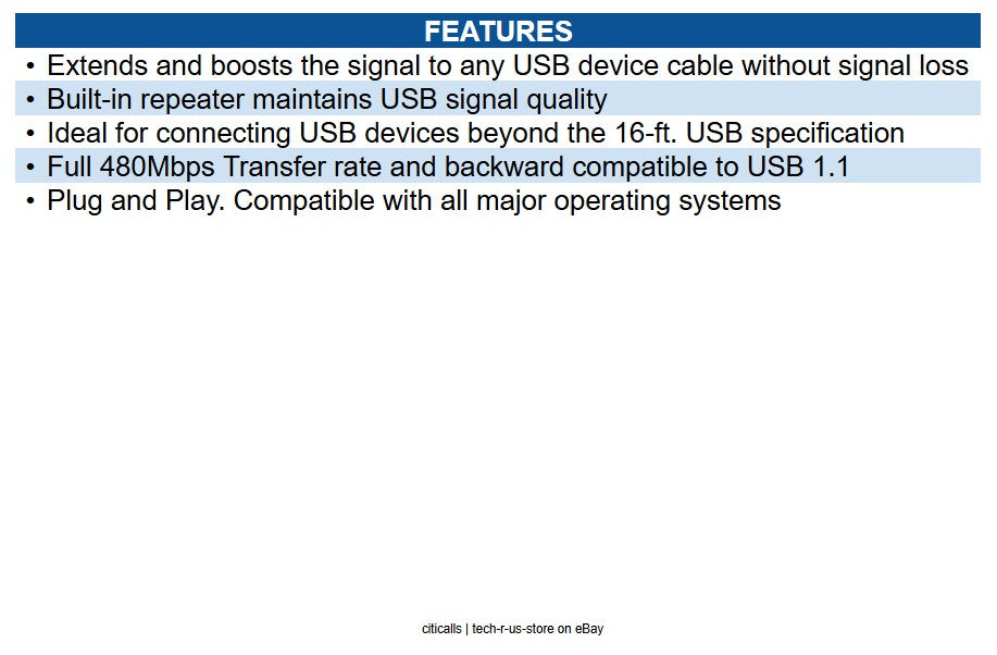 Eaton U026-20M 20M USB 2.0 Hi-Speed Active Extension Repeater Cable USB-A M/F