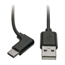 Eaton U038-003-CRA USB-A to USB-C Cable, Right-Angle USB-C, USB 2.0, (M/M), 3'