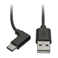 Eaton U038-003-CRA USB-A to USB-C Cable, Right-Angle USB-C, USB 2.0, (M/M), 3'