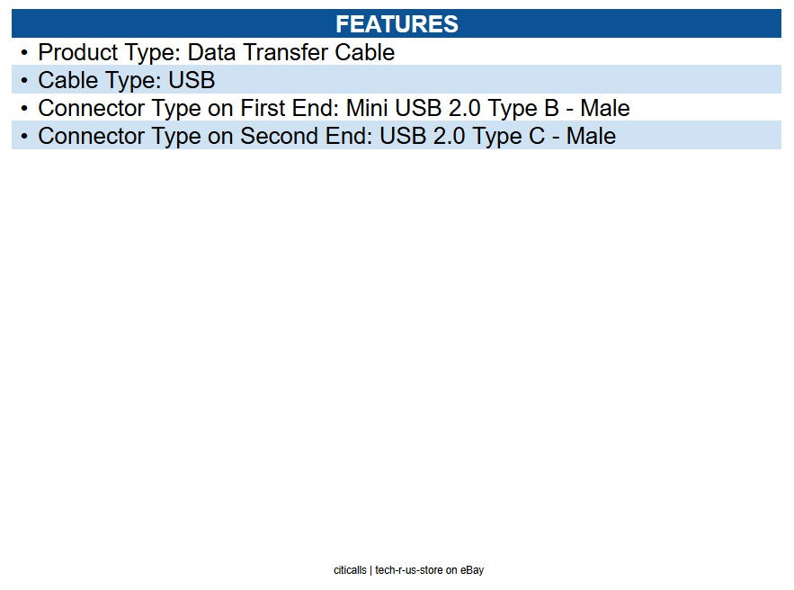 Eaton U040-006-MINI USB 5-Pin Mini-B to USB-C Cable USB 2.0 (M/M), 6 ft. (1.83m)