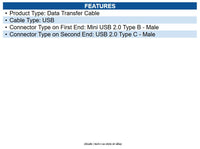Eaton U040-006-MINI USB 5-Pin Mini-B to USB-C Cable USB 2.0 (M/M), 6 ft. (1.83m)