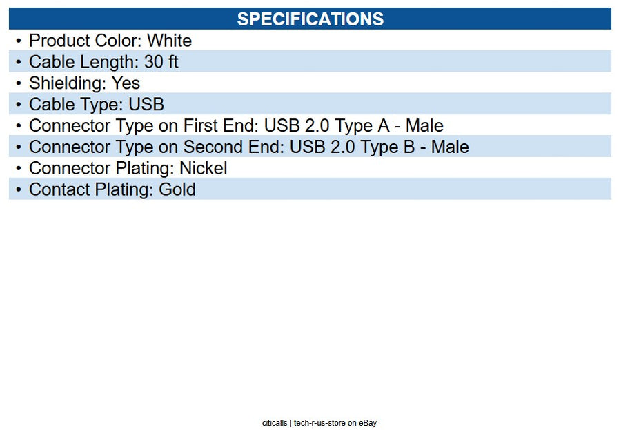 Eaton U042-030 USB 2.0 A to B Active Repeater Cable (M/M), 30 ft. (9.14 m)