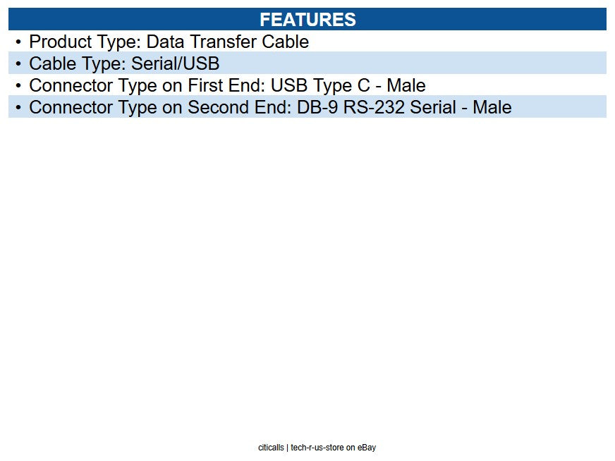 Eaton U209-005-C USB-C to RS232 (DB9) Serial Adapter Cable (M/M), 5 ft. (1.52 m)
