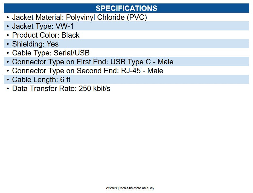Eaton U209-006-RJ45XC USB-C to RJ45 Serial Rollover Cable (M/M) Shielding, Black