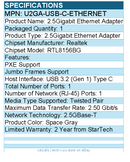 StarTech U2GA-USB-C-ETHERNET 2.5GbE USB-C to Ethernet Adapter w/ USB-A Converter