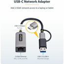 StarTech U2GA-USB-C-ETHERNET 2.5GbE USB-C to Ethernet Adapter w/ USB-A Converter