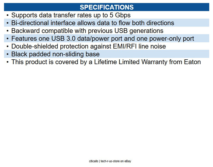 Eaton U324-006-DSK2 2-Port USB 3.0 SuperSpeed Desktop Extension Cable A (M/2xF),