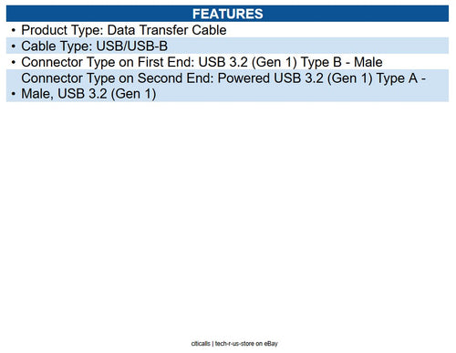 Eaton U328-025-1 USB 3.0 SuperSpeed Active Repeater Cable (A to B M/M), 25 ft.