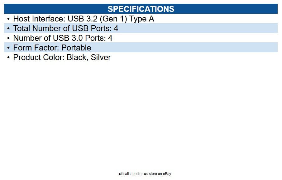 Eaton U360-004-MINI Portable 4-Port USB3.0 Superspeed Mini Hub w/ Built In Cable