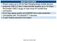 Eaton U420-003-G2-5A 3 ft USB-C Cable (M/M) USB 3.2, Gen 2 (10 Gbps), 5A (100W)