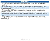 Eaton U420-20N-G2-5A USB-C Cable (M/M) - USB 3.2, Gen 2 (10 Gbps), 5A (100W)