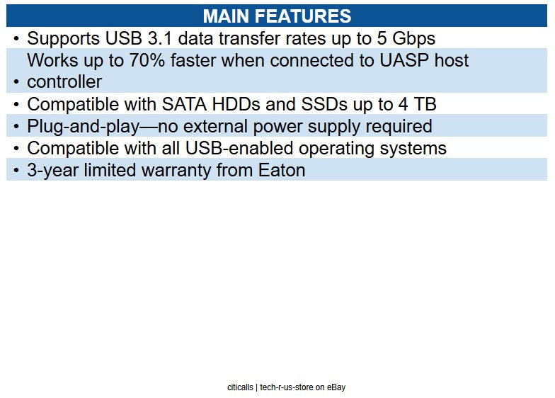 Eaton U438-06N-G1-W 6in USB 3.1 Gen 1 (5 Gbps) USB-C to SATA III Adapter Cable