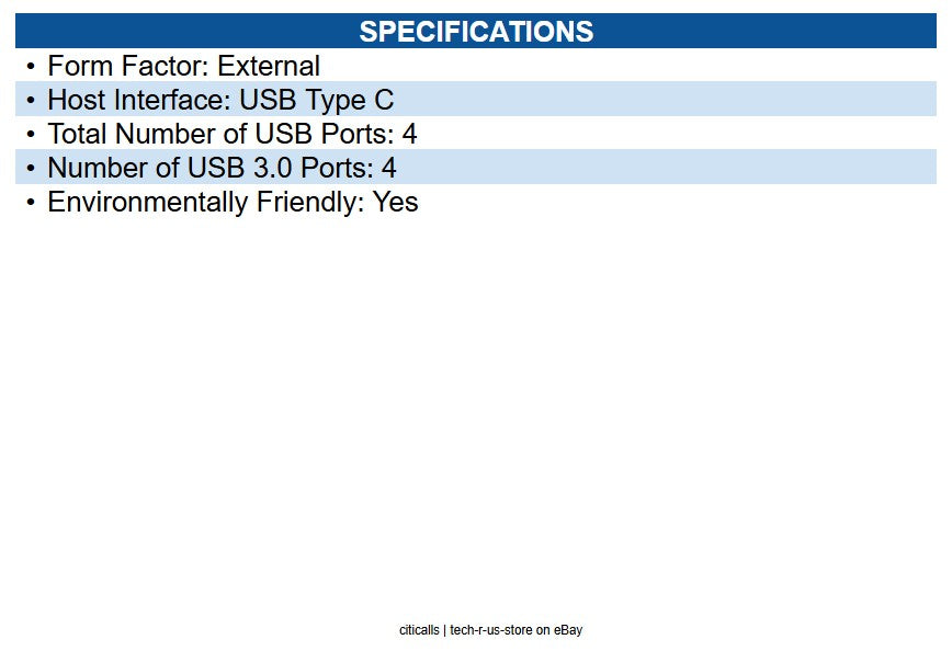 Eaton U460-004-4A-C 4-Port USB-C Hub, USB 3.x (5Gbps) 4x USB-A Ports, 60W, White