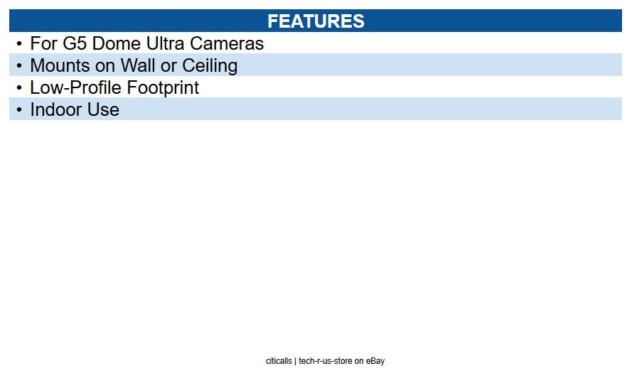 Ubiquiti UACC-G5-DOME-ULTRA-FM-SB-W Flush Mount with Smoked Bubble for G5 Dome