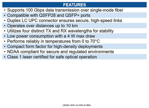 Ubiquiti UACC-OM-QSFP28-LR4 100G LR4 Single-Mode Optical Module with Duplex LC