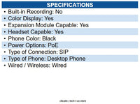 AudioCodes UC405HDEPSG 405HD IP Phone Corded - Corded - Black - 2 x Total Line