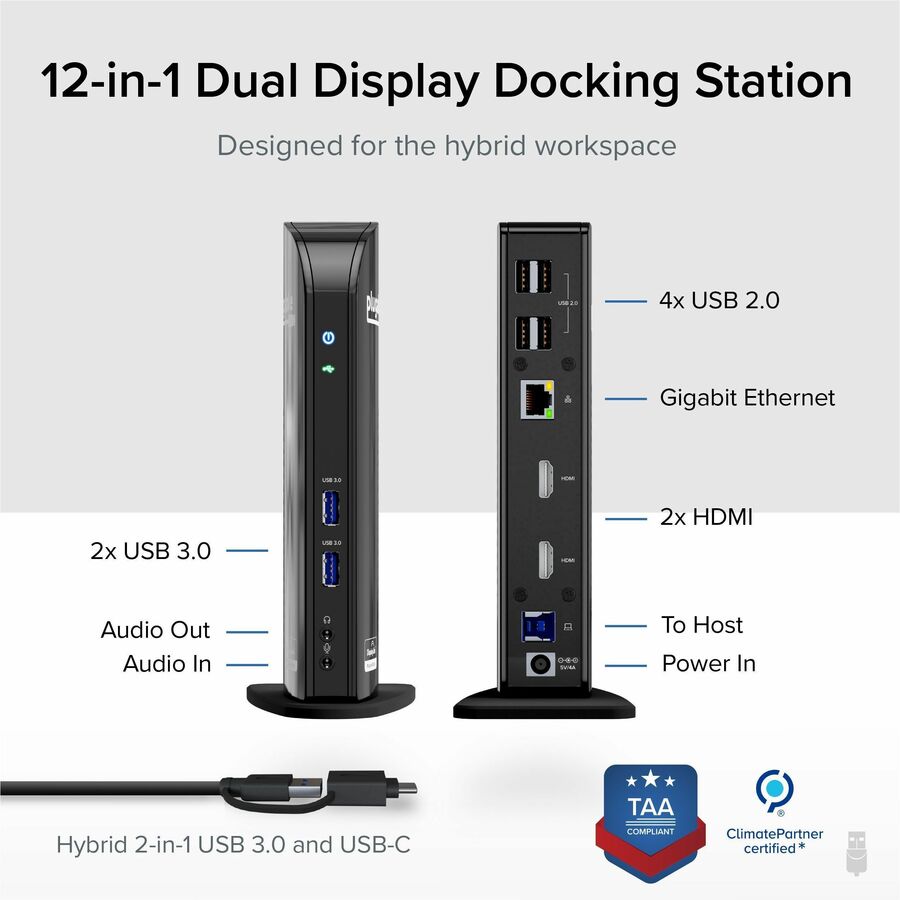 Plugable UD-3900 USB 3.0 Universal Laptop Docking Station Dual Monitor