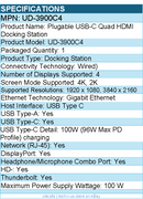 Plugable UD-3900C4 14-in-1 USB C Docking Station with 100W Charging