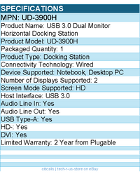 Plugable UD-3900H USB 3.0 Universal Laptop Docking Station for Windows & Mac