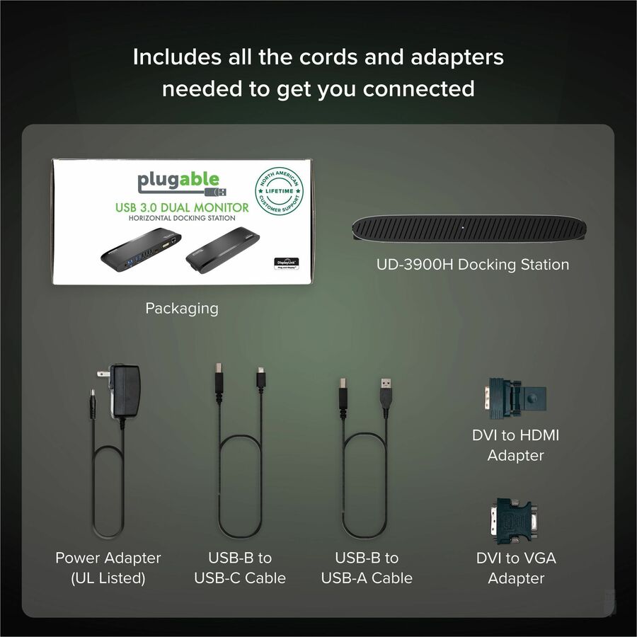 Plugable UD-3900H USB 3.0 Universal Laptop Docking Station for Windows & Mac