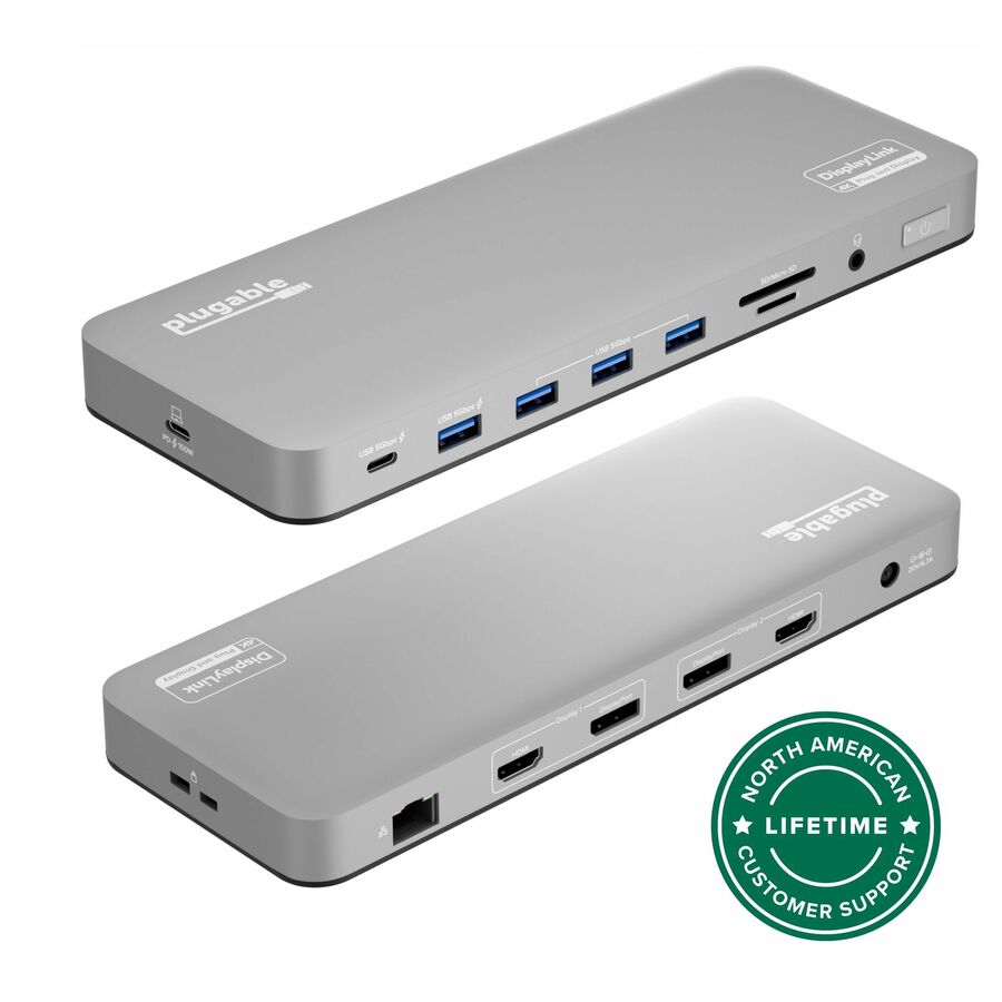 Plugable UD-6950PDH USB C Laptop Docking Station, Dual Monitor 4K 60Hz