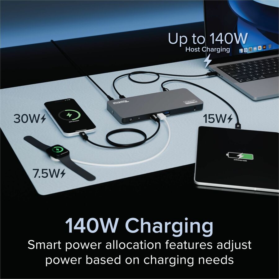 Plugable UD-7400PD USB C Docking Station 5 Monitors, 140W DisplayLink Dock