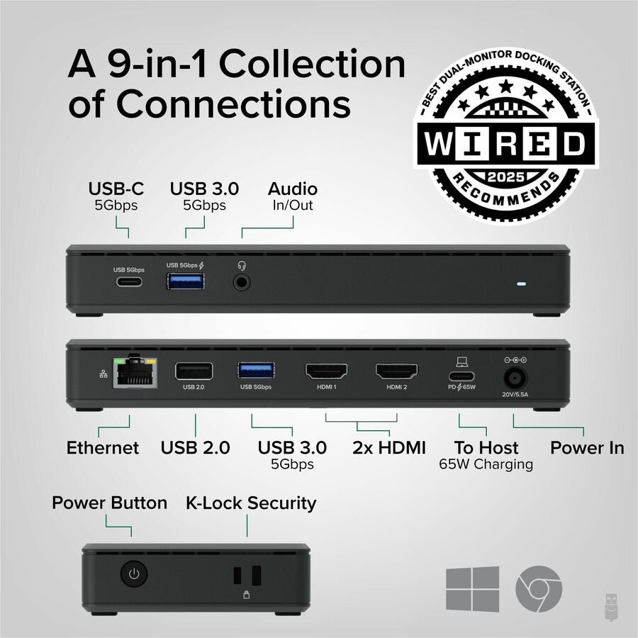 Plugable UDMSTH2 USB C Docking Station - Dual 4K Monitor