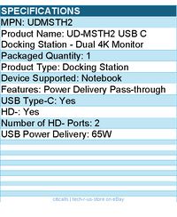 Plugable UDMSTH2 USB C Docking Station - Dual 4K Monitor