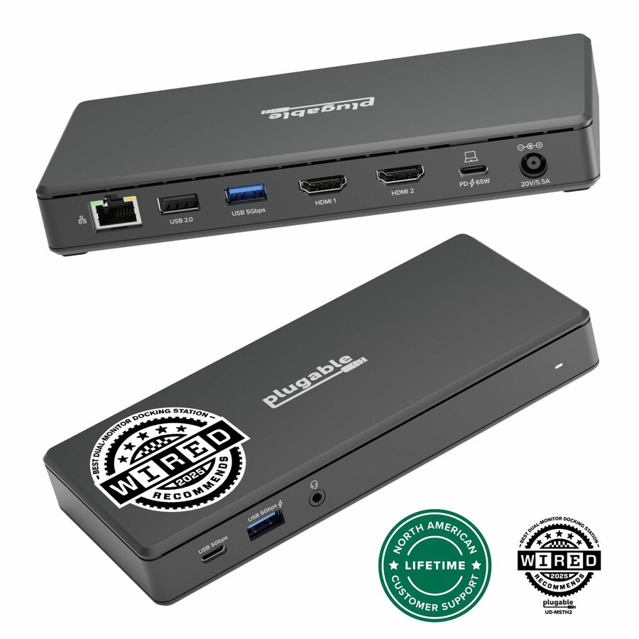 Plugable UDMSTH2 USB C Docking Station - Dual 4K Monitor