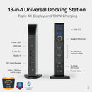 Plugable UD-ULTC4K 4K USB C Docking Station Triple Monitor w 100W Power Delivery