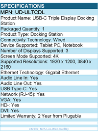 Plugable UD-ULTCDL 13-in-1 USB-C Triple Monitor Docking Station w 100W Charging