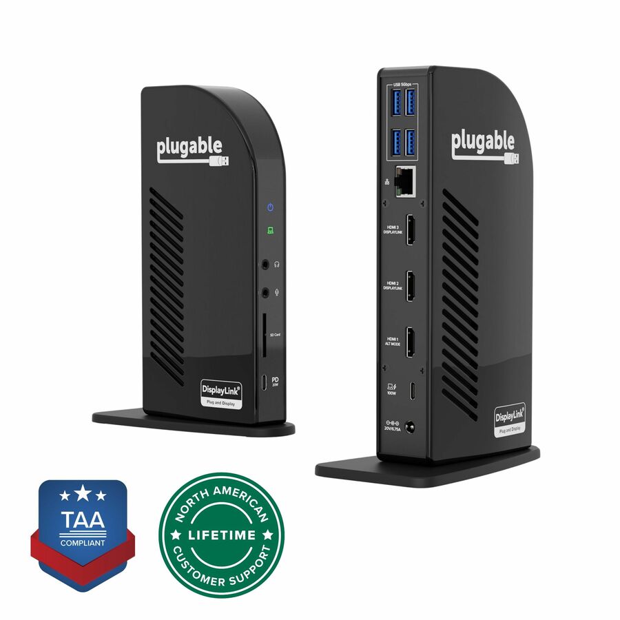 Plugable UD-ULTCDL 13-in-1 USB-C Triple Monitor Docking Station w 100W Charging