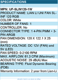 Lian-Li UF-SLIN120-1W UNI FAN SL Infinity White without controller Retail