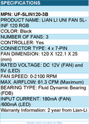 Lian-Li UF-SLIN120-3B 120mm UNI FAN SL-INFINITY Case Fan w Controller (Black)