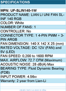 Lian-Li UF-SLIN140-1W Case Fan - 140x142x25 Fluid Dynamic Bearing Fan White