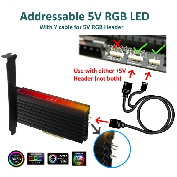 Vantec UGT-M2PC12-RGB - Interface adapter - M.2 - M.2 NVMe Card - low profile