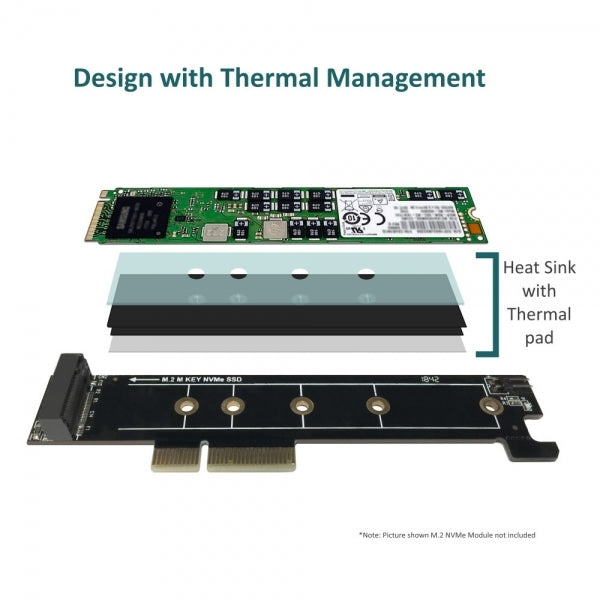 Vantec UGT-M2PC130 Interface adapter - M.2 NVMe Card - low profile - PCIe 4.0 x4