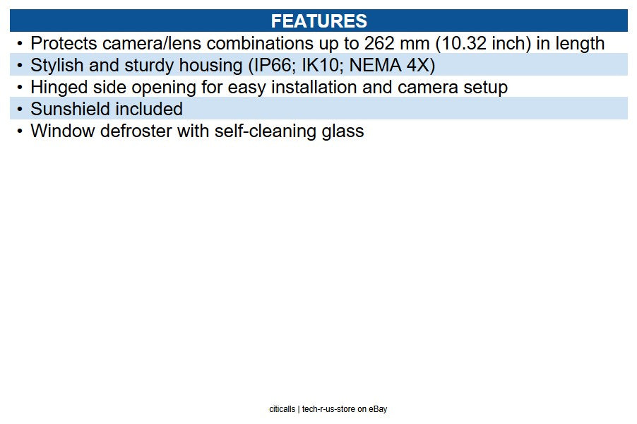 IQSIGHT UHO-HGS-11 Outdoor Camera Housing, 24V AC, Feed-through, IP66, Grey