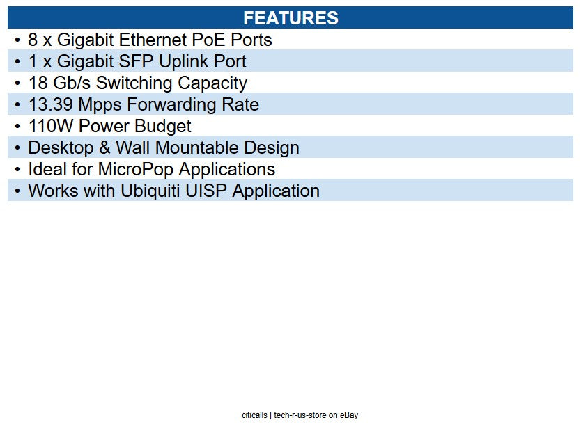 Ubiquiti Networks UISP-S UISP Switch 8 Ports - Manageable - Gigabit Ethernet