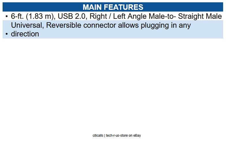 Eaton UR020-006-RA 6ft USB 2.0 Hi-Speed Universal USB 2.0 Cable Right/Left-Angle