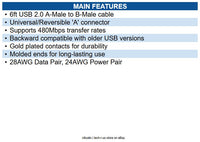 Eaton UR022-006 6' USB 2.0 High Speed Universal Reversible Connector Cable
