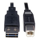 Eaton UR022-010 10' USB 2.0 A/B Cable, Reversible A to B, 480 Mbps, Black