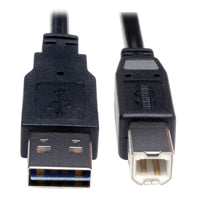 Eaton UR022-010 10' USB 2.0 A/B Cable, Reversible A to B, 480 Mbps, Black