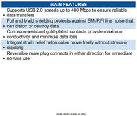 Eaton UR024-010 Universal Reversible USB 2.0 Extension Cable Black, 10 ft.