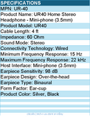 Koss UR40 Home Stereo Headphone - Mini-phone (3.5mm) - Silver, Black